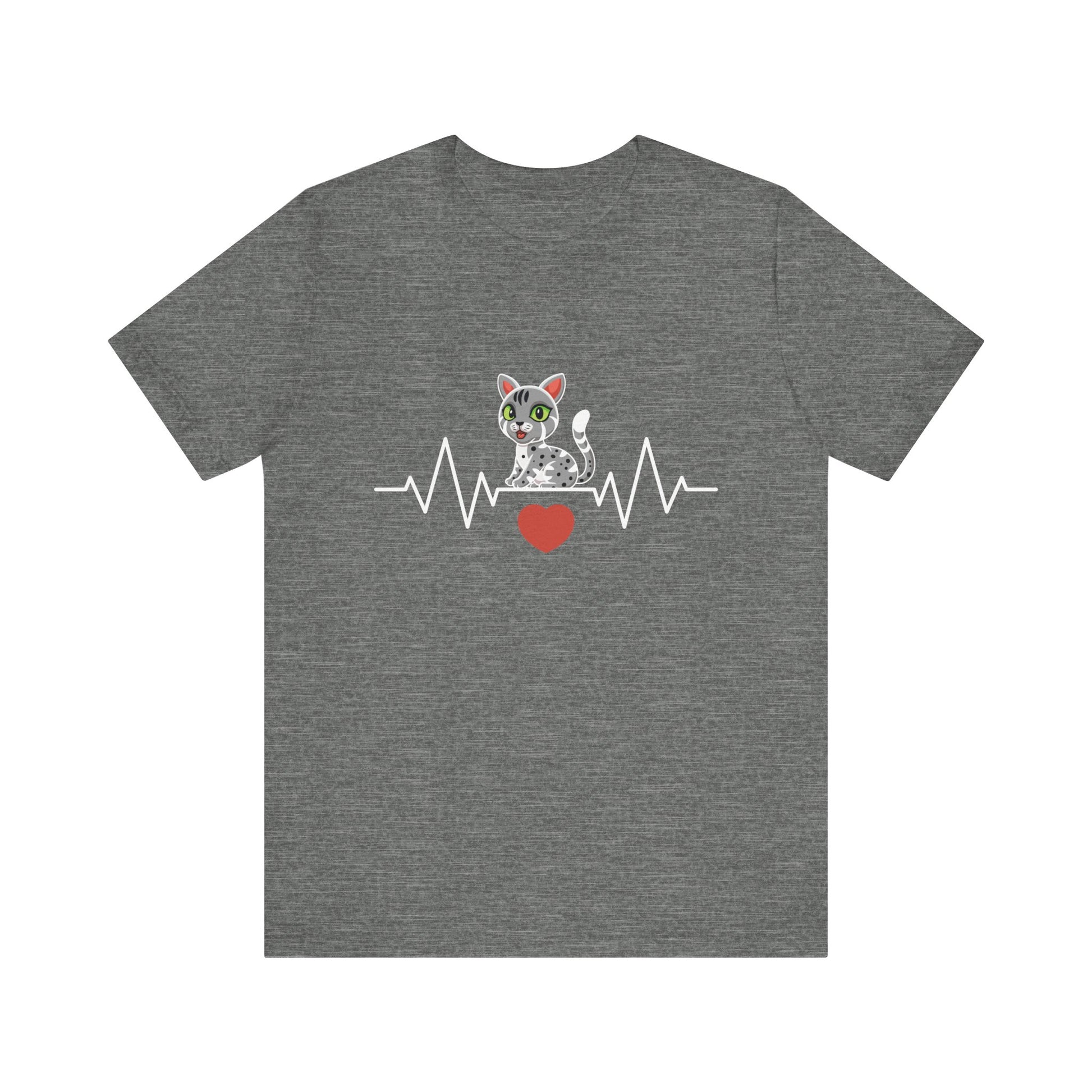 Cat Lover's Heartbeat Tee - Unisex Jersey Short Sleeve T-Shirt